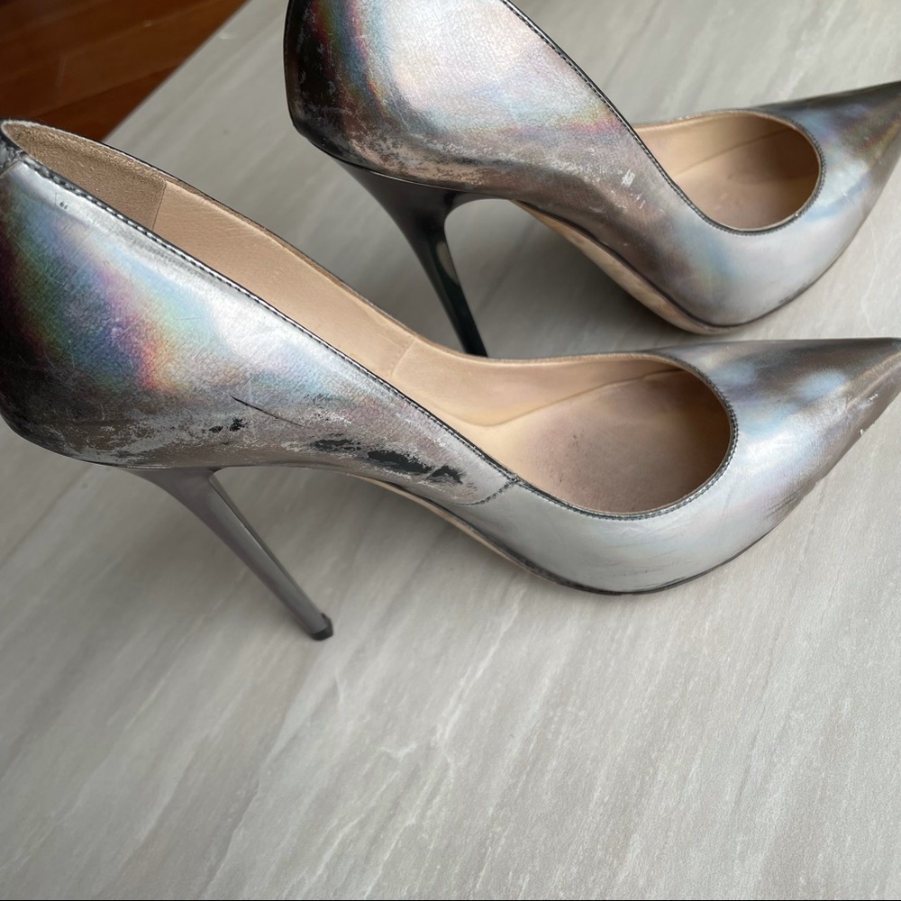 Jimmy Choo Silver Holigraphic Mirror Anouk leather pumps - Picture 3 of 7
